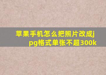 苹果手机怎么把照片改成jpg格式单张不超300k