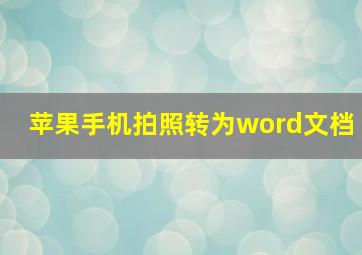 苹果手机拍照转为word文档