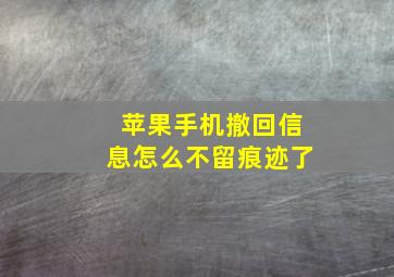 苹果手机撤回信息怎么不留痕迹了