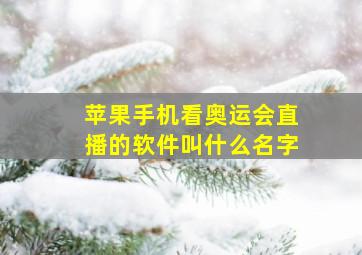 苹果手机看奥运会直播的软件叫什么名字