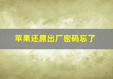 苹果还原出厂密码忘了