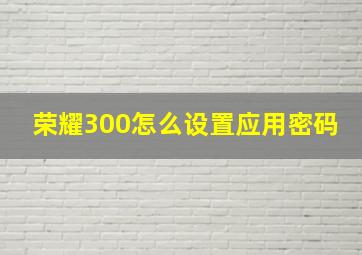 荣耀300怎么设置应用密码