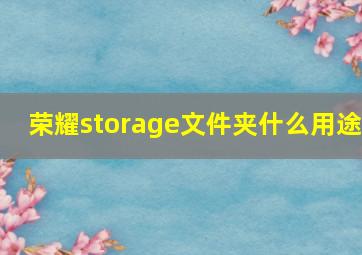 荣耀storage文件夹什么用途