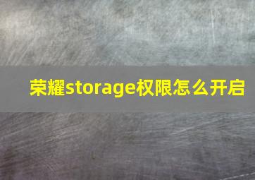 荣耀storage权限怎么开启