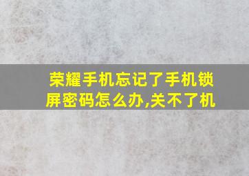 荣耀手机忘记了手机锁屏密码怎么办,关不了机