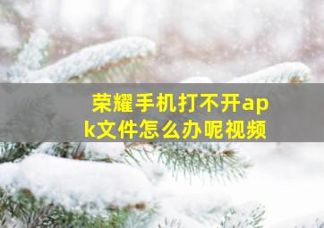 荣耀手机打不开apk文件怎么办呢视频