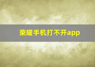 荣耀手机打不开app