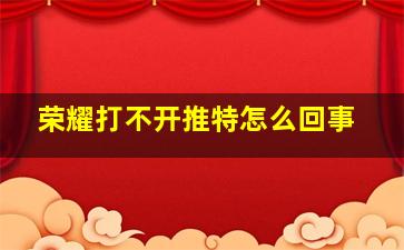 荣耀打不开推特怎么回事