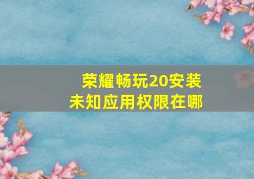 荣耀畅玩20安装未知应用权限在哪