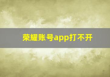 荣耀账号app打不开