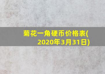 菊花一角硬币价格表(2020年3月31日)