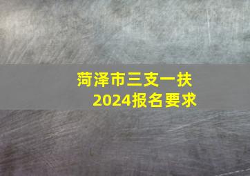 菏泽市三支一扶2024报名要求