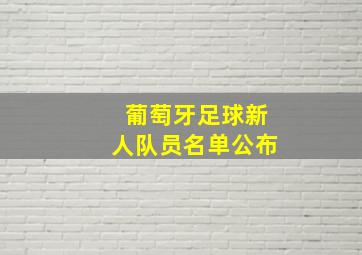 葡萄牙足球新人队员名单公布