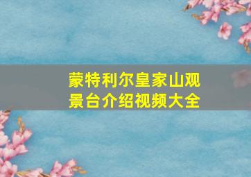 蒙特利尔皇家山观景台介绍视频大全