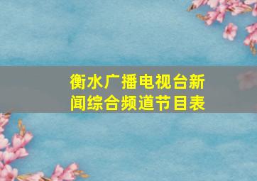 衡水广播电视台新闻综合频道节目表