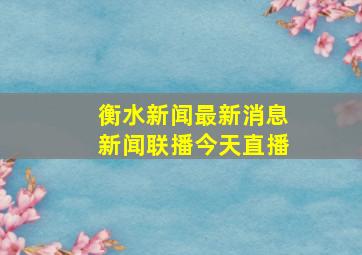 衡水新闻最新消息新闻联播今天直播