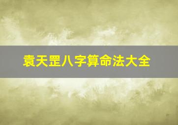 袁天罡八字算命法大全