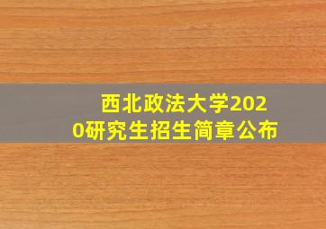 西北政法大学2020研究生招生简章公布