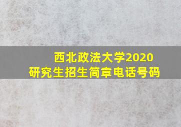 西北政法大学2020研究生招生简章电话号码