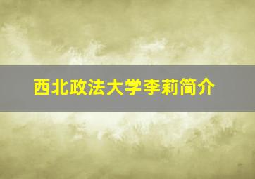 西北政法大学李莉简介