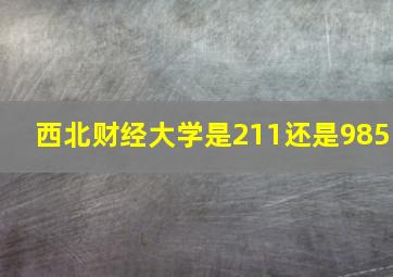 西北财经大学是211还是985