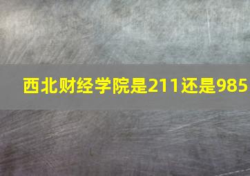 西北财经学院是211还是985