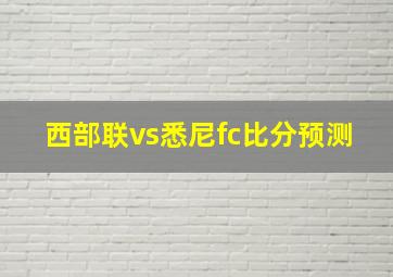 西部联vs悉尼fc比分预测