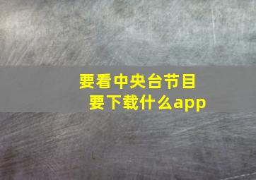 要看中央台节目要下载什么app