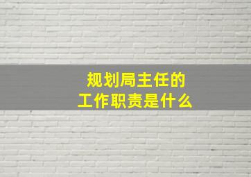 规划局主任的工作职责是什么