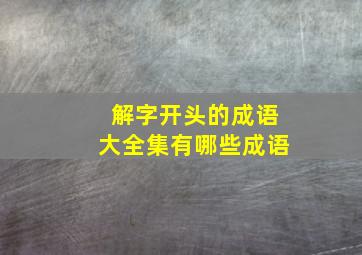 解字开头的成语大全集有哪些成语