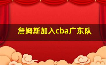 詹姆斯加入cba广东队