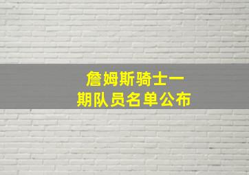 詹姆斯骑士一期队员名单公布