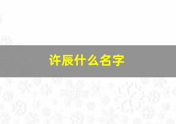 许辰什么名字