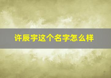 许辰宇这个名字怎么样