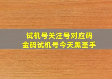 试机号关注号对应码金码试机号今天黑圣手