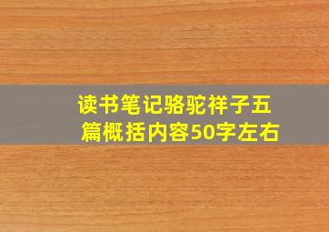 读书笔记骆驼祥子五篇概括内容50字左右