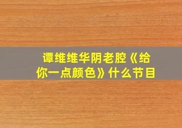 谭维维华阴老腔《给你一点颜色》什么节目