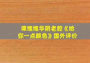 谭维维华阴老腔《给你一点颜色》国外评价