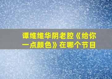 谭维维华阴老腔《给你一点颜色》在哪个节目