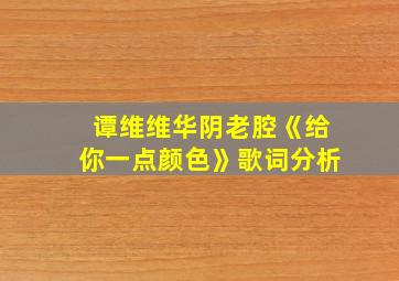 谭维维华阴老腔《给你一点颜色》歌词分析