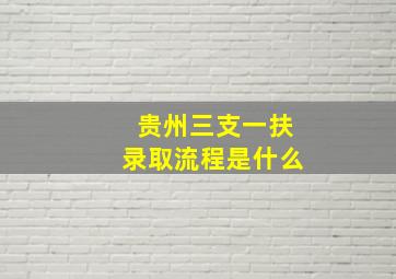 贵州三支一扶录取流程是什么