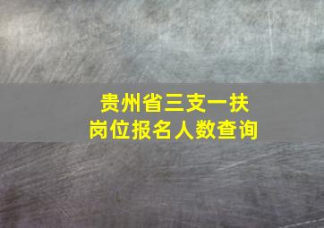 贵州省三支一扶岗位报名人数查询