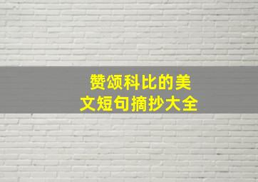 赞颂科比的美文短句摘抄大全