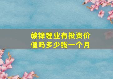 赣锋锂业有投资价值吗多少钱一个月