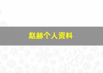 赵赫个人资料