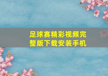 足球赛精彩视频完整版下载安装手机