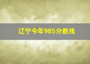 辽宁今年985分数线