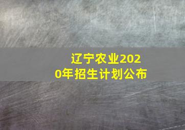 辽宁农业2020年招生计划公布