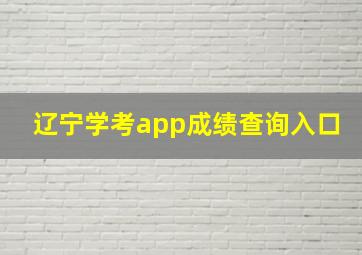 辽宁学考app成绩查询入口