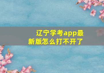 辽宁学考app最新版怎么打不开了